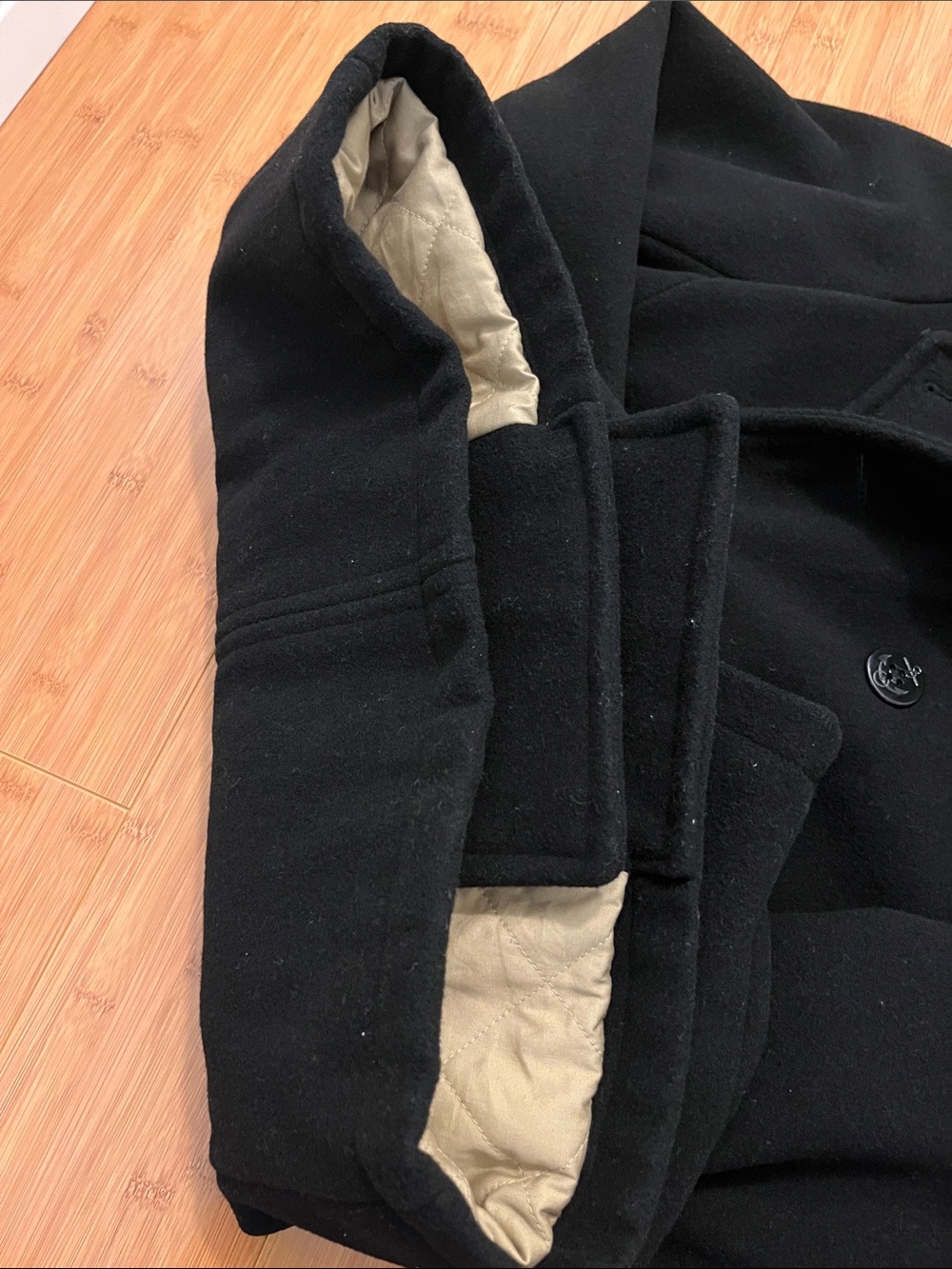 J. Crew Men’s Black Double-Breasted Wool Peacoat - Picture 15 of 16
